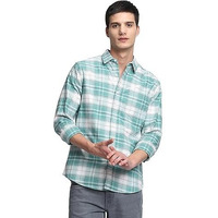 Dennis Lingo Men's Checks Green Spread Collar Casual Shirt (Dlmshw23015_Gn_Xxl)