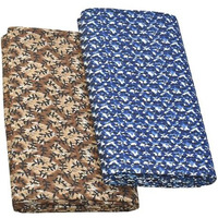 Tuni Mani (Wbr Polycotton Printed Lungies For Men's, 1.95Meter Free Size (Pack Of 2) (Blue & Brown)