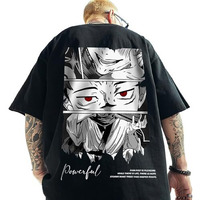 Thalasi Oversized T-Shirt For Men - Round Neck 100% Cotton Luffy &,One Piece And Demon Slayer, Naruto T Shirts - Anime T-Shirts For Men (Black,Oversized)