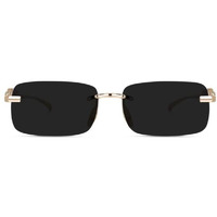 Hairum Mc Stan Goggles Rimless Men And Womens Sunglasses Retro Vintage Gold Frame Rectangular Premium Designer Uv Protected Sunglasses For Men And Women, Medium