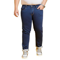 Bigbanana Plus Size Men's Regular Fit Solid Jeans (Inertia,Navy,8Xl)
