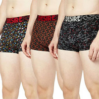 T.T. Mens Desire 100% Combed Cotton Printed Mini Top Elastic Trunk Pack Of 3 Grey::Navy::Orange
