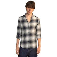 Campus Sutra Men's Charcoal Black & Ivory White Ombre Buffalo Check Shirt | Casual Wear | Spread Collar | Long Sleeve | Button Closure | Shirt Crafted With Comfort Fit For Everyday Wear