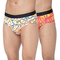 Bummer Men's Printed Micro Modal Briefs Underwear | Ultra Soft & Breathable | Combo Pack Of 2 (In, Alpha, Xl, String Theory,Bricked)