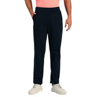 Saintx Men's Stretchable Pull-Up Casual Mid Rise Pants | Slant Pocket Chinos | Stylish Elastic Knitted Trousers (Slim Fit) Office Or Party Joggers | Expandable Waistband (Saintr06_Navy_L)
