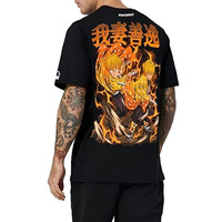 Peaceout Unisex Demon Slayer Zenitsu Graphic Slim Fit T-Shirt, Black, Cotton, Anime Print (Large, Black)