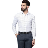 Cantabil Cotton Checkered White Full Sleeve Regular Fit Formal Shirt For Men With Pocket | Formal Shirt For Men | Formal Wear Shirts For Men (Mshf00242_White_38_O)