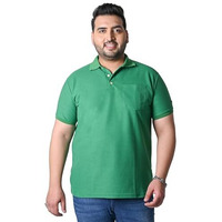 Bigbanana Plus Size Men's Regular Fit Solid Polo Tshirt(Bibs-Green,Green,4Xl)