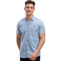 Kuons Avenue Men's Half Sleeve Smart Casual Denim Shirt | Jeans Shirt For Men(Kaclhs1129A-M_Icewash_Medium)