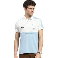 Monte Carlo Mens Grey Striped Polo Neck Half Sleeve T-Shirt (224064484-2-42)
