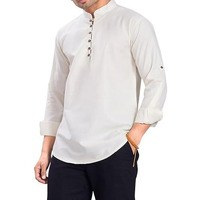 Divisive Men's Cotton Relaxed Fit Short Kurta (Dkrt1065_L_Cream)