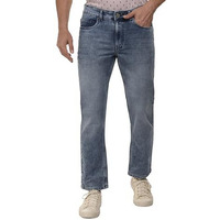 I'sol Men's Stylish Straight Fit Cotton Blend Stretchable Mid Rise Jeans Light Blue, 36