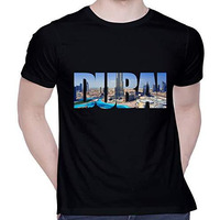 Creativit Graphic Printed T-Shirt For Unisex Dubai Tshirt | Casual Half Sleeve Round Neck T-Shirt | 100% Cotton | D00741-4_Black_Large