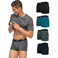 Xyxx Men's Underwear Shuffle Intellisoft Antimicrobial Micro Modal Trunk Pack Of 5 (Black;Grey;Yoga Pet;Lightning Bolt;Deep Sea Blue; Xl)