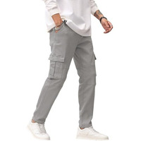 Glasgo Pure Cotton Men's Casual Cargo Pant || Tapered Fit-Mid Rise-Ankle Length-Multi-Pocket Pant Cargos For Men || Trousers For Men ||(Gc-1) Light Gray