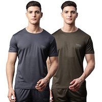 Mack Jonney Dryfit Solid Lycra Multicolor T-Shirt For Men (Pack Of 2)-Dryfit_T_Gry_Olv_02-Xl