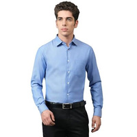 Cantabil Cotton Self Design Full Sleeve Spread Collar Regular Fit Formal Shirt For Men | Formal Shirt For Men | Formal Wear Shirts For Men (Msfu00012_Blue_42)