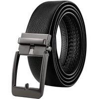 Tushi Genuine Leather Belts For Men | Gents | Boys With Automatic Auto-Lock Buckle  Stylish, Durable, No-Hole Design, Fits Up To 46 Inches, Perfect For Formal & Casual Wear (Ts-120-Bk-Bk)