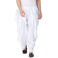 Vastramay Mens Cotton Blend White Dhoti - Comfort, Classic Design For Festivals & Ceremonies | Solid Cowl Pattern Patiala Dhoti Pant| Ethnic Indian Wear For Men_Vasmcdwh_44