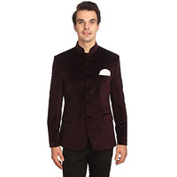Wintage Men's Regular Fit Formal Blazer (0Velvet301Color2S38_Wine_38)