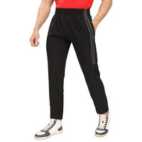 Swadesi Stuff Dry Fit Men's Black Mid Rise Joggers With Side Stripes Athletic Track Pant With Zipper Pockets (In, Alpha, Small, Regular, Black)