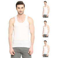 Vip Men's Bonus Knitshrunk Round Neck Cotton Regular Fit Vest (Pack Of 4, 95Cm) White, Assorted, Xl
