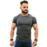 Men's Round Neck Slim Fit Gym Sports Tshirt (Medium, Grey)