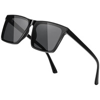 Black Jones Retro Square Black Light Weight Uv Protection Non-Polarized Sunglasses For Men And Women Uv Protection Classic Sunglass Unisex, Medium Size