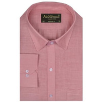 Accox Men's Breathable Cotton Linen Full Sleeves Regular Fit Plain Formal Shirt For Men (S_Gcr366_44) Dark Pink