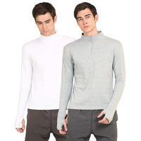 Ap'Pulse Men's 1/4 Zipper Hi Neck Thumbopen (Pack Of 2)