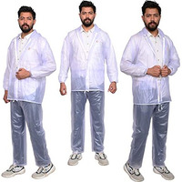 Allextreme Crystal Men Raincoat With Adjustable Hood Water Resistant Reusable Rainwear Drawstring Hem Set Of Top & Bottom With Carrying Pouch (Xxl)