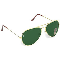 Campeon Unisex Uv Protected Aviator Rose Gold Frame Green Glass Sunglasses With Attractive Case- Pack Of 1 (Medium)