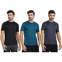 Ftx Men's Dri-Fit Round Neck T-Shirt Combo - Pack Of 3 (Black, Airforce Blue, Steel Grey - 723_2-723_5-723_8)