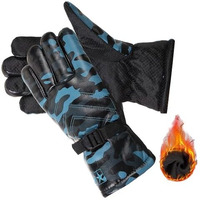 Frackson -20 Snow & Windproof Thermal Soft Fur Warm Winter Gloves (Fur/Fleece Inside) For Riding, Protective Warm Hand Riding Cycling, Byke, Bike, Scooty,Motorcycle For Men & Boy,Male (Blue-Fauzi)