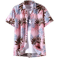 Om Sai Latest Creation Men's Shirts || Rayon Tropical Printed Shirts For Men || Hawaii Collar Summer Shirt For Men || Perfect For Outing | Beach | Vacation | Date Shirt For Boys. (X-Large, Pink)