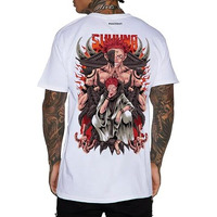 Peaceout Unisex Cotton Slim Fit T-Shirt With Anime Printed Jujutsu Kaisen Sukuna (White) (Small, White)