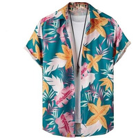 Om Sai Latest Creation Men's Shirt || Rayon Multi Printed Shirt Shirts || Spread Collar || Short Sleeves Shirt For Boys || Cool Summer Wear Shirt || Gift For Men (Large, Sky)