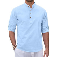 Zombom Men's Kurta || Chinese Collar Long Sleeves || Straight Hip Length Kurtas || Short Kurta For Men || For Festival || Function || Occasion Wear Fancy Kurta Sky Blue