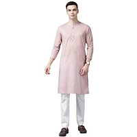 See Designs Men's Pink & Gold Printed Straight Kurta - Sd2Kt_1132Xxl