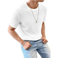 Jump Cuts||Printed Tshirt For Men||Drop Shoulder Tshirt For Men||Round Neck For Men||Waffle Regular Fit T-Shirt For Men White