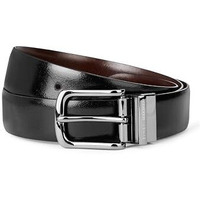Symbol Premium Men's Reversible Italian Leather Formal Belt (Brown/Black) (Plain Black_32-34)