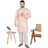 Elyyork Kurta For Men Plus Size||Kurta For Men Plus Size 4Xl||6Xl Kurta For Men Plus Size||Plus Kurta For Men||Plus Size Kurta For Men Full Sleeve||Cb-Dpkurta-01-4Xl Peach
