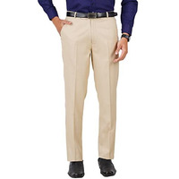 Mchenry Men's Stretchable Self Design Beige Formal Regular Fit Trousers(Lbeige2512-40_Colour-Beige_Size:40)