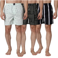 Urban Scottish Men Premium Cotton | Multicolor | Printed | Inner Elastic | Mid Rise | Boxers | Pack Of 3
