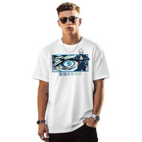 Peppyzone Men's Baggy Fit Pure Cotton Oversized Anime T Shirt For Men (M, White5)