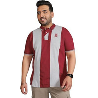 Bigbanana Plus Size Men's Regular Fit Colorblock Polo Tshirt(Sailor,Grey,4Xl)