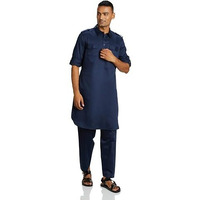 Amazon Brand - Symbol Cotton Men's Kurta Sets (Symethset-7_Navy Blazer 2Xl)