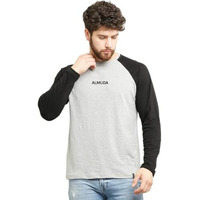 Almuda Men's Regular Fit Full Sleeve Round Neck Pure Cotton T-Shirt (Light Grey)