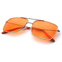 Peter Jones Silver Frame Orange Lenses Night Vision Square Medium Unisex Sunglasses