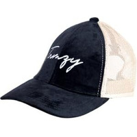 Tamzy Unisex Suede & Mesh Adjustable 6 Panel Trucker Cap | Zenith Caps For Outing & Summer | Snapback Caps For Men & Women | Flat Embroidery Sports Cap | Sun Protection Cap (Dark Black + Beige)